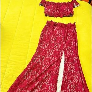 Long open leg prom set